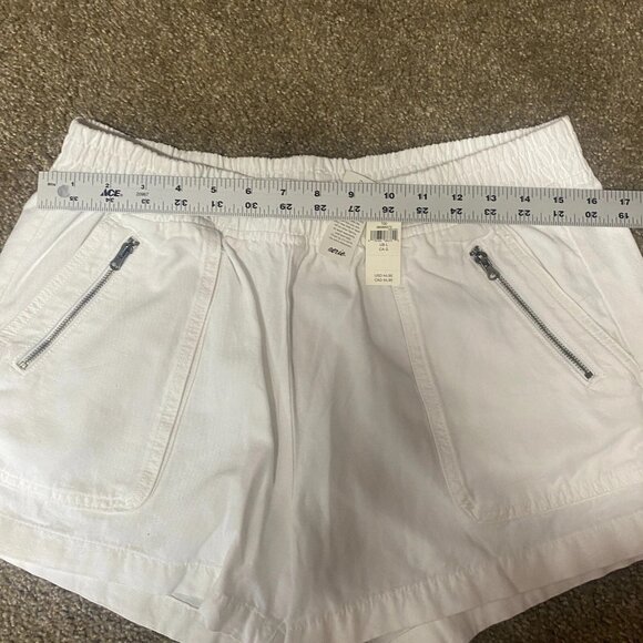 Aerie Boardwalk Shorts Womens Large White High Rise Elastic Waist Zip Pockets - Picture 5 of 10